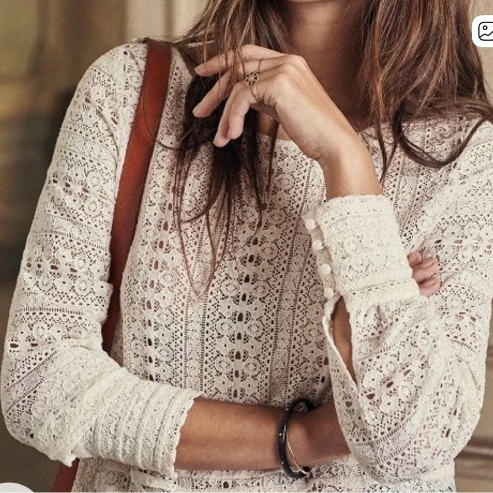 Sezane Cream Lace Top - Picture 1 of 7